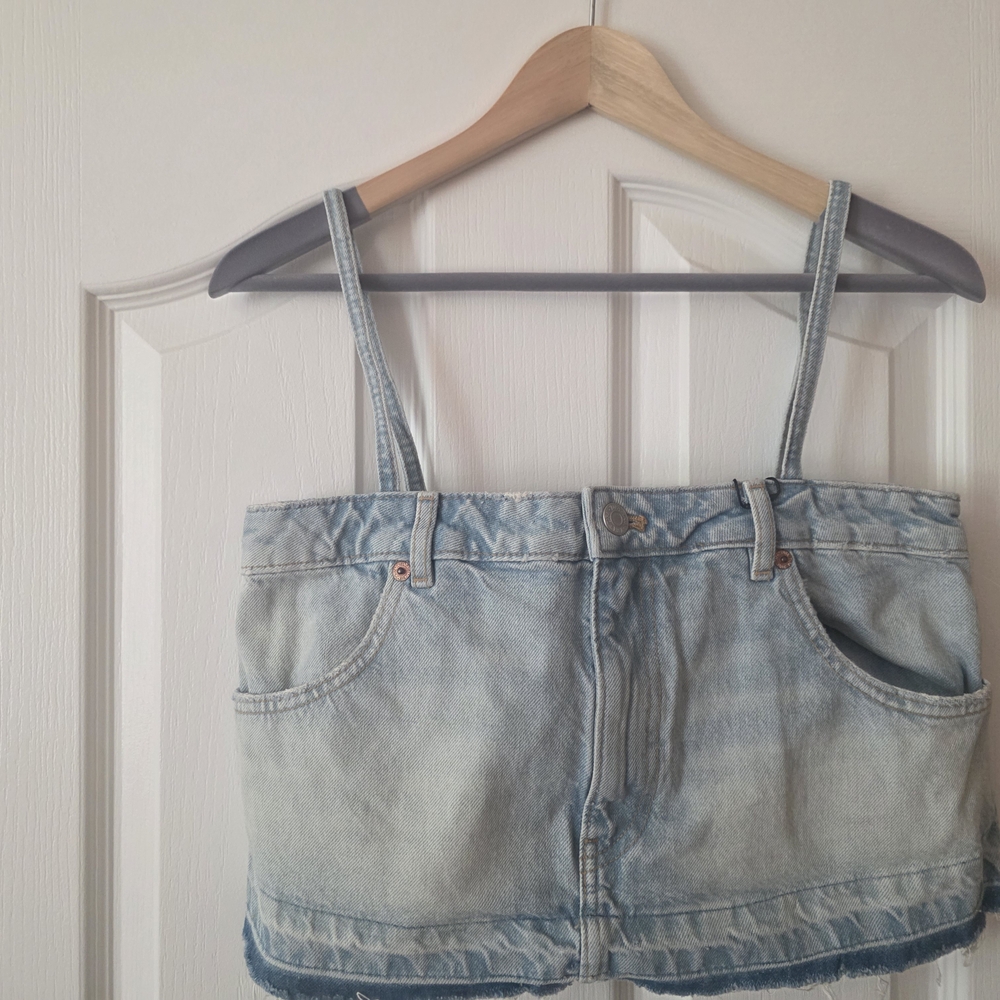 Zara Light Blue Denim Top